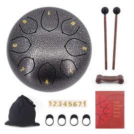 Rain Drum for Garden Steel Tongue Drum Rain Music Chakradrum Outside Chime Rhythm Instruments for Drums 6 Inch 8 Notes Cha-Kra Drum for Rain Outdoor（Silver Gray）