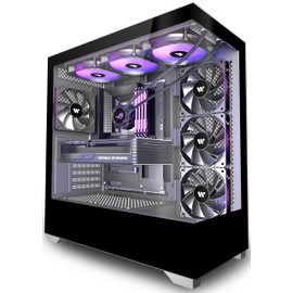 KEDIERS PC CASE ATX 4 Fans Pre-Installed, Type-C Mid Tower Computer Case with Full-View Dual Tempered Glass, Gaming PC Case,Black,P4