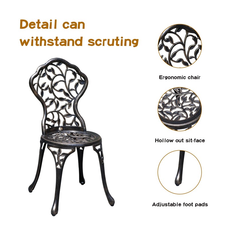 JARDIN DE CENTENNIAL Patio Bistro Set.Rust-Resistant Cast Aluminum Bistro Table