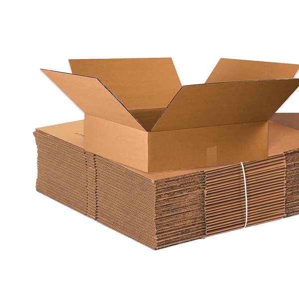 BOX USA 22x22x6 Flat Corrugated Boxes, Flat, 22L x 22W x 6H, Pack of 15 | Shipping, Packaging, Moving, Storage Box for Home or Business, Strong Wholesale Bulk Boxes