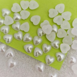 MajorCrafts® 240pcs 8mm White Flat Back Heart Shaped Resin Pearls Arts and Crafts Gems