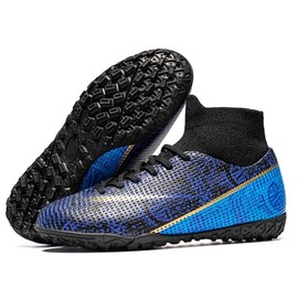 oTzTTzTo Boys Girls Indoor Turf Soccer Shoes Slip on Soccer Cleats Blue