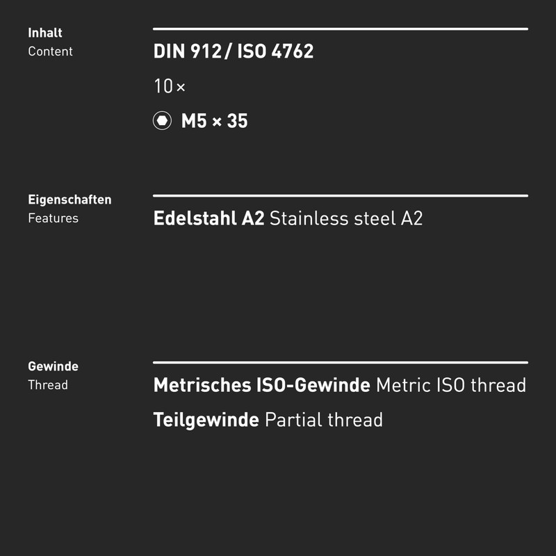 INBUS® Cylindrical Screws with Hexagon Socket M 5 x 35