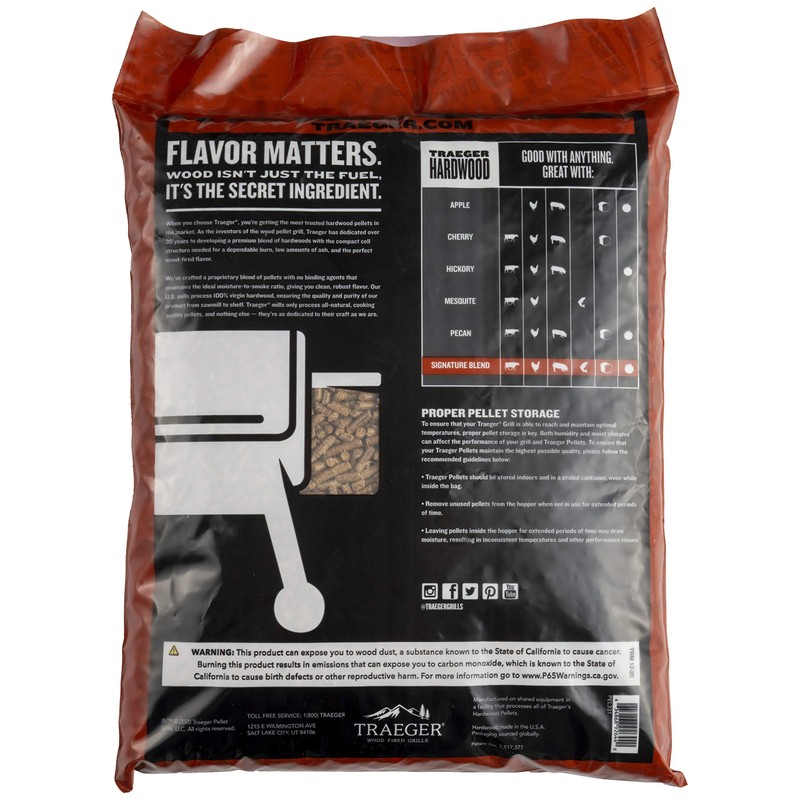Traeger Grills Signature Blend 100% All-Natural Hardwood Pellets for Grill