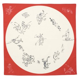 Musumi 20825-201 Chojujin Giga Furoshiki 68 Round Window Aka