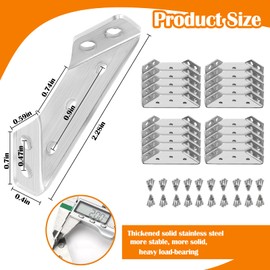 20PCS Universal Stainless Steel Furniture Corner Connector with Screws , Triangular Corner Connectors for Wood or Metal Furniture, Angle Fasten Corner Bracket Support （20PC+Screws）