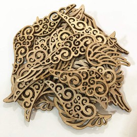 80 PCS Angel Wings Wood Slices Cutouts Wooden Ornament Embellishments for DIY Crafts