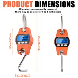 Hanging Scales, 300 kg Luggage Scales Digital with Hooks, Electronic Crane Scales with LCD Display, Portable Lifting Scale with Accurate Reloading Spring Sensor for Travel, Family Life, Suitcase,