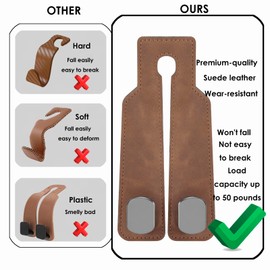 DYREOOE Purse Hook for Car, Car Seat Back Storage Hook - Double Hook, Car Seat Hooks for Headrest, Purse Holder for Car, Car Accessories for Women (Brown - 1 Pack)