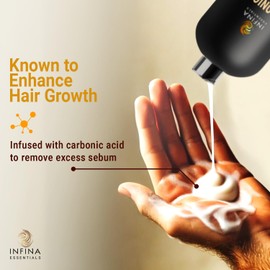 INFINA ESSENTIALS Carbonic Acid Shampoo for Men & Women - Sulfate Free Hair Growth Stimulating Saw Palmetto Shampoo with Rosemary Oil - DHT Blocker & Scalp Cleansing Formula - 16 fl oz, Black