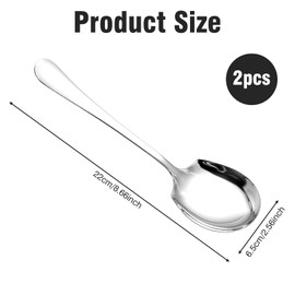 Set of 2 Serving Spoons, Large Dessert Spoons, Large Sauce Spoons, Long Salad Spoons with Long Handles, Serving Spoon, Stainless Steel Serving Spoon, Stainless Steel Serving Spoon, Spoon Made of