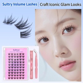 Sultrya DIY Eyelash Extensions Kit Pre made Volume Fan Lash Clusters 60 PCS Wispy Natural Lashes False Eyelash Extensions with Glue and Tweezers for At Home DIY Lash Extension
