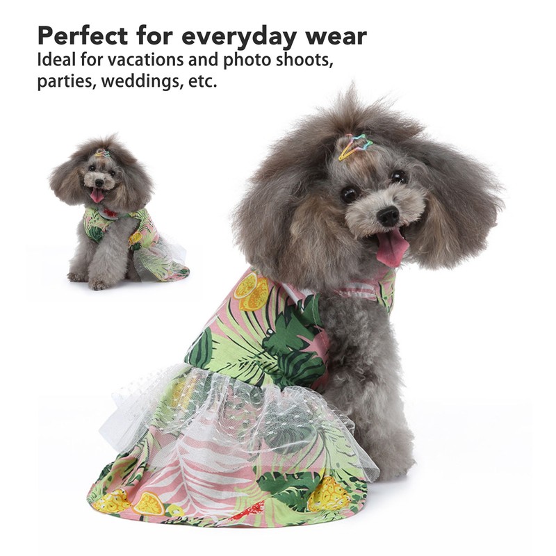Dog Dress Romantic Classic Leaf Pattern Soft Comfortable Doggie Princess