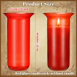 FoldTier 10" Sanctuary Globe Red Glass Church Sanctuary Light Holders Replacement Glass Fits Candle Electric Wick for Church, Altar, Prayer Decor