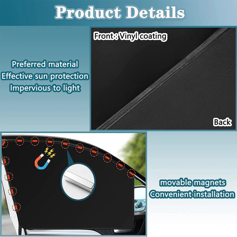 4Pcs Magnetic Car Side Window Sun Shade Curtain UV Block