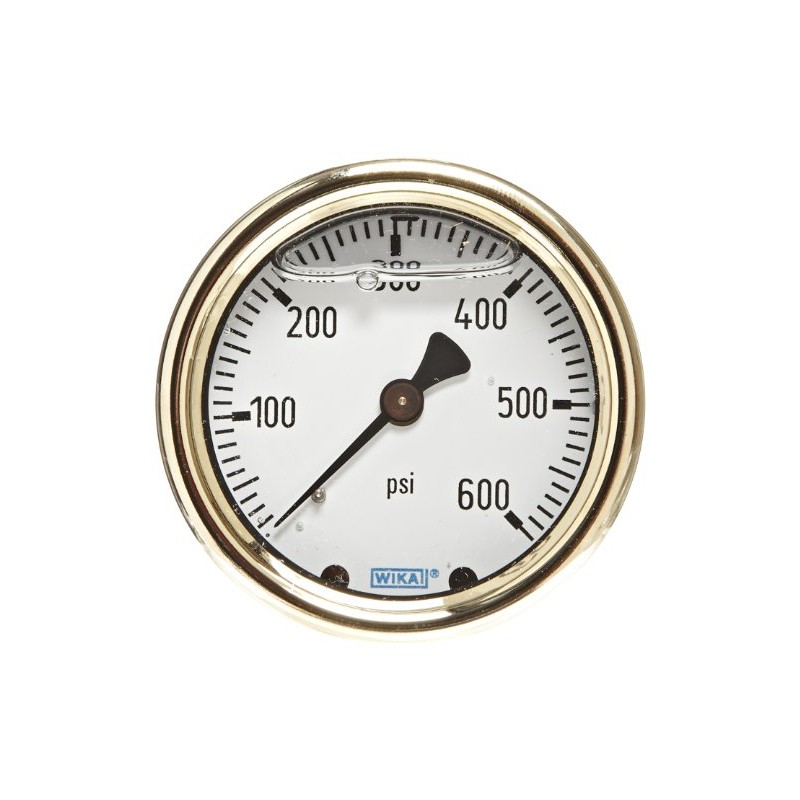 WIKA 9318224 Industrial Pressure Gauge, Liquid-Filled, Copper Alloy Wetted Parts,