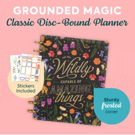 Happy Planner Disc-Bound Planner Jan.–Dec. 2026, Includes 3 Extra Months and 2 Sticker Sheets, Classic Size, 7" x 9.25", Dashboard Layout, Grounded Magic