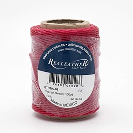 Realeather Pink Cord Waxed Thread for Leather Stitching, 50 G