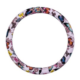 Outlet Pretty Colorful Butterfly Steering Wheel Cover, Universal 14.5-15 Inch Anti-Slip Leather Car Wheel Protector for Women and Girls, Fit Trucks, Suvs,Vans, Sedans (Pink and Colorful)