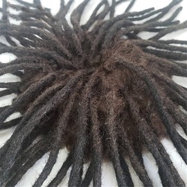 Tupé para Hombre Peluca Afro con Doble Nudo y rastas for Hombre, Base de Piel, Cabello Humano Trenzado, postizo Masculino(1B,6x8)