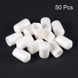 sourcing map 50pcs Round Rubber End Caps 10mm White Vinyl Cover Screw Thread Protectors