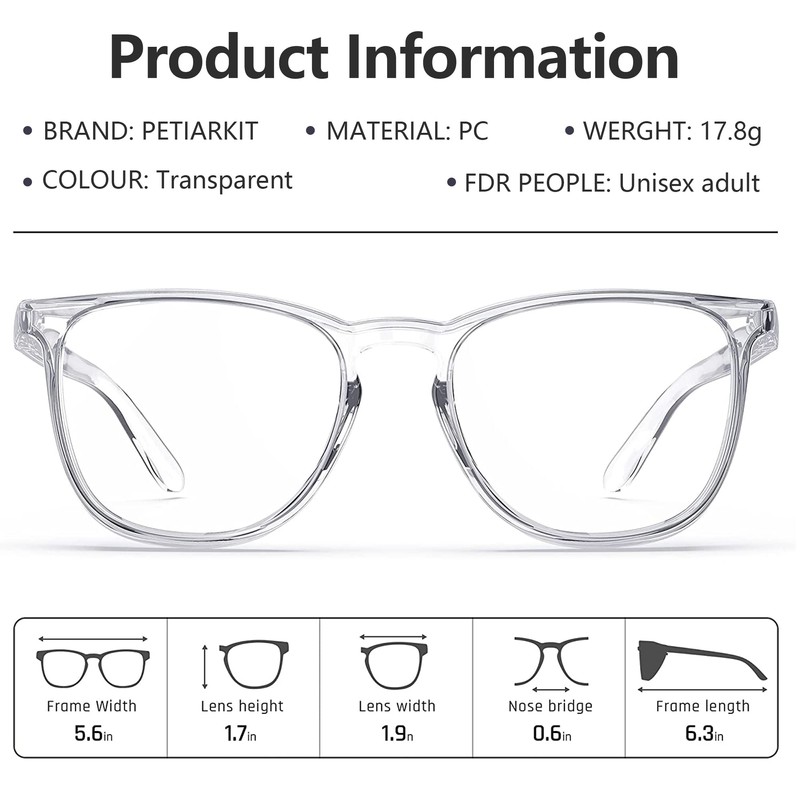 Stylish Safety Glasses, Clear Anti-Fog Safety Goggles with Blue Light