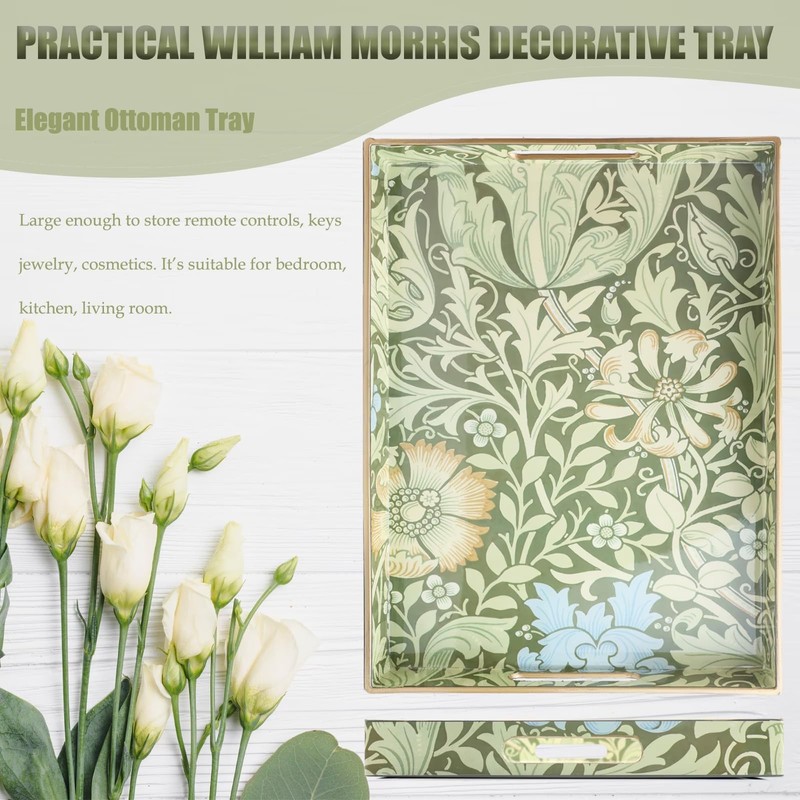 Spsyrine Serving Tray with Handles, Plastic Decorative Tray for Coffee