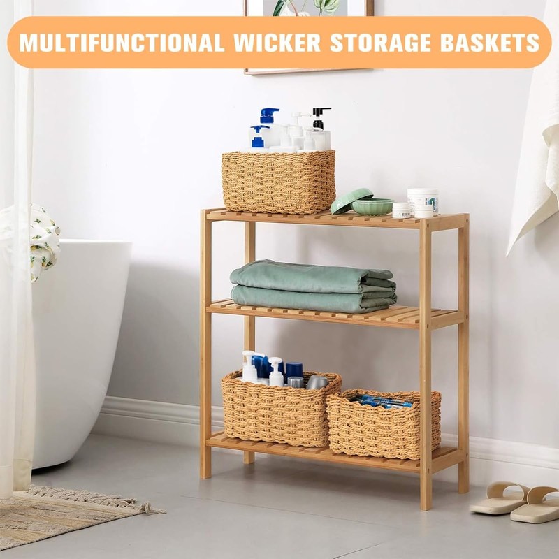 AIMALL 4-Piece Hand-Woven Storage Basket Set – Multi-Sized Straw Sundries
