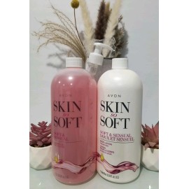 Avon Skin so SOFT & SENSUAL Shower gel + Body Lotion BONUS Size 33.8oz With Pump
