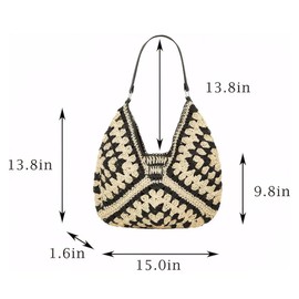 Straw Shoulder Handbags for Women Woven Tote Bags Summer Vacation Hobo Bag