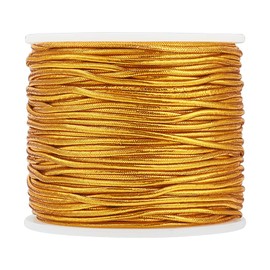 PH PandaHall 2mm Metallic Thread Cord 50m Gold Rope String Metallic Tinsel Elastic Cord Ribbon Stretch Cord Wrap Thread Cord for Ornament Hanging Decoration Jewelry Making Gift Wrapping
