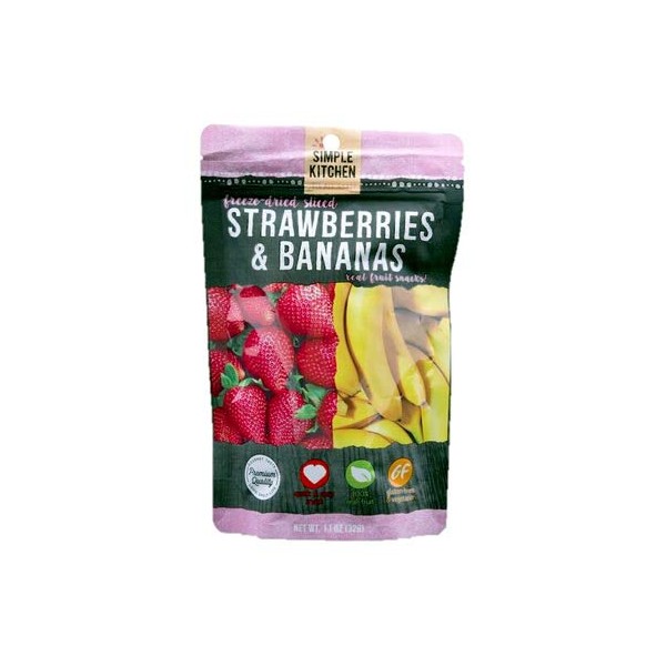 ReadyWise Simple Kitchen Freeze-Dried Strawberries & Bananas - 1.1 oz Pouches (Pack of 6)