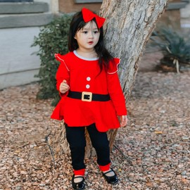 Conjunto de ropa de 3 piezas para otoño e invierno con estampado de Papá Noel, Santa Claus, 12-18 Meses