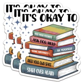 (3Pcs) It's Okay to Feel Your Feelings Sticker Motivational Quotes Stickers Decal Waterproof Vinyl Stickers Adult for Laptop Kindle Car Tumbler Water Bottle Mug Phone Notebook Helmet - Size 3”x2.7”