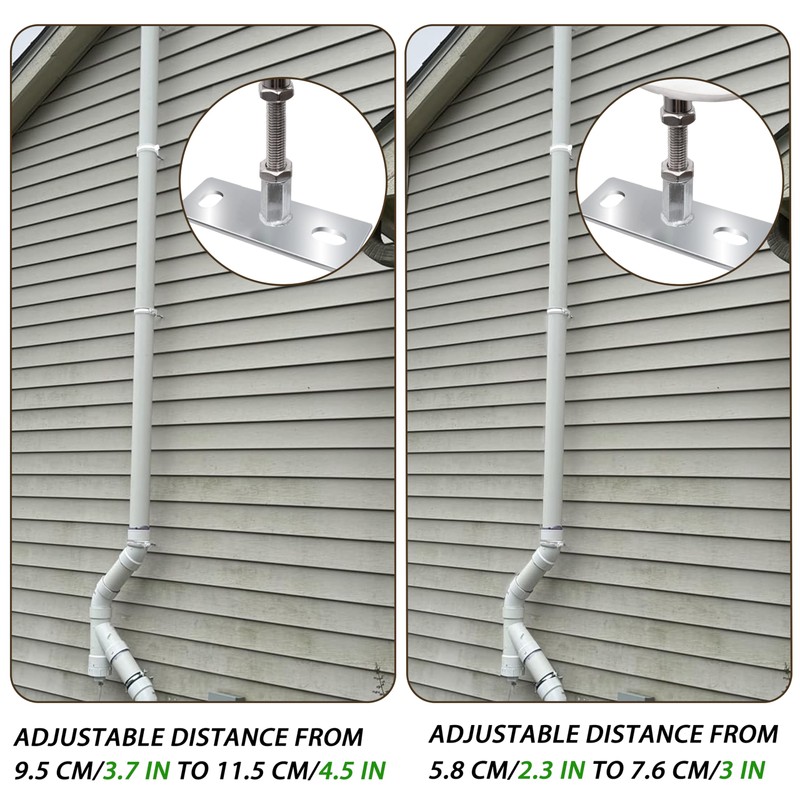 2 Sets 4 Inch Adjustable Pipe Bracket Heavy Duty Adjustable