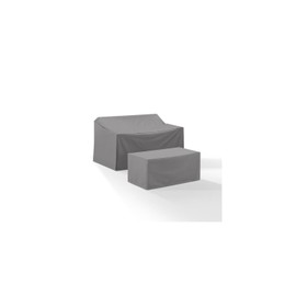 Maykoosh Timeless Trends Vinyl 2-Piece Furniture Cover Set Includes - Loveseat, Coffee Table, Gray, Washable Furniture Covers, Patio Furniture Covers with Drawstrings
