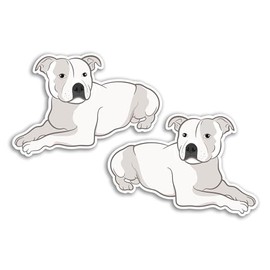 2 x 10cm Staffy Dog Vinyl Stickers - White Staffordshire Bull Terrier Dogs Puppy Animal Pets Staffie Luggage Laptop Scrapbook Sticker #81089