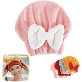 Genérico 2026 Nueva Toalla de Microfibra para El Cabello para Mujeres, Toallas para El Cabello Mojado con Lazo Suave para Accesorios de Mujer. (Rosa)