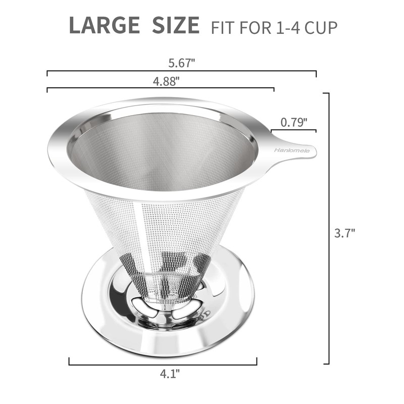 Hanlomele Pour Over Coffee Dripper, Paperless Reusable Coffee Filter, Pour