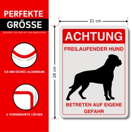 LEIASA Warning Sign "Dangerous Dog" – 21 x 28 cm – Reflective Aluminium – Thickness 0.8 mm – Dog Warning Sign – Outdoor Resistant – UV Printed – Warning Sign "Caution Dog" – Warning Sign for Dogs