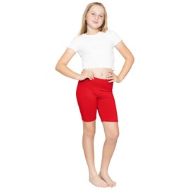 Stretch Is Comfort Girl'S Cotton Biker Shorts Red Medium