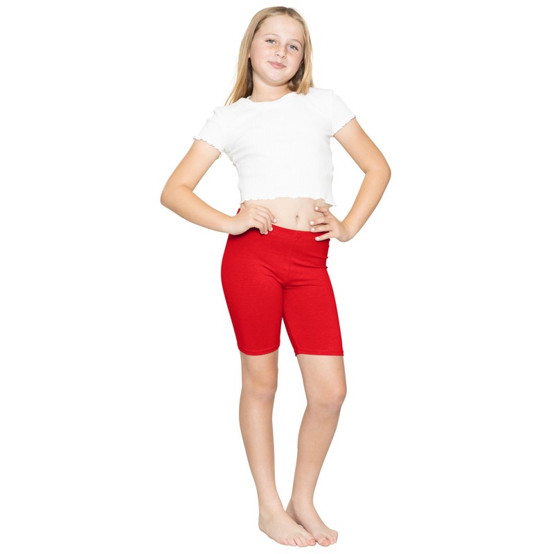 Stretch Is Comfort Girl'S Cotton Biker Shorts Red Medium
