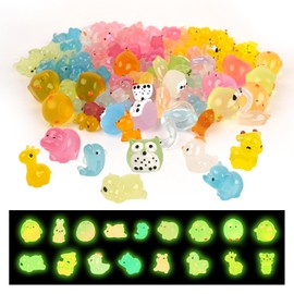 100PCS Mini Resin Animals, Colourful Little Mini Creatures Mixed Resin Ducks Frogs Owls Elephants Giraffes for Fairy Garden Aquarium Dollhouse DIY Decor, Small Figurines Miniature Animal Set