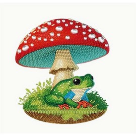 Syntego 5D DIY Cute Mushroom and Frog Diamond Painting Kit Crystal Rhinestone Wooden Table top Decoration