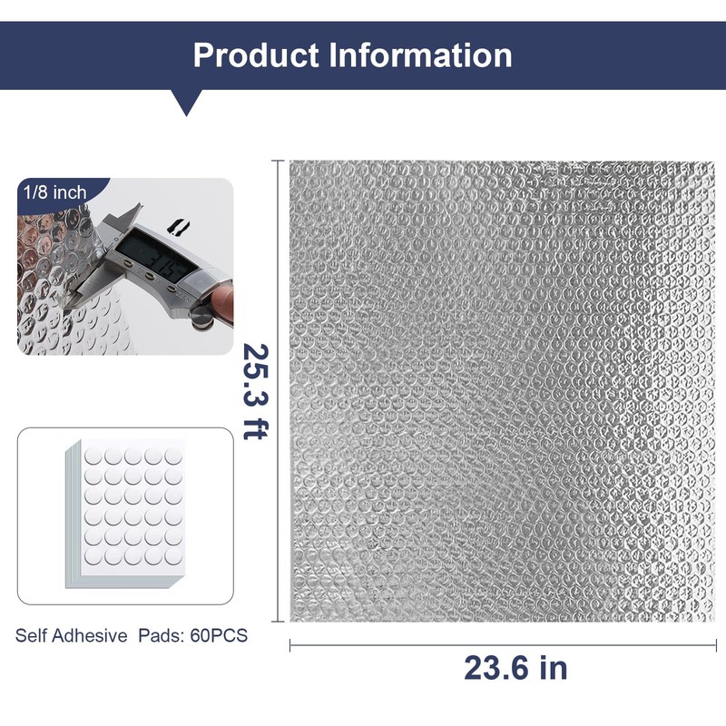 Double Reflective Bubble Foil Insulation Foam, 23.6 in x 25.3