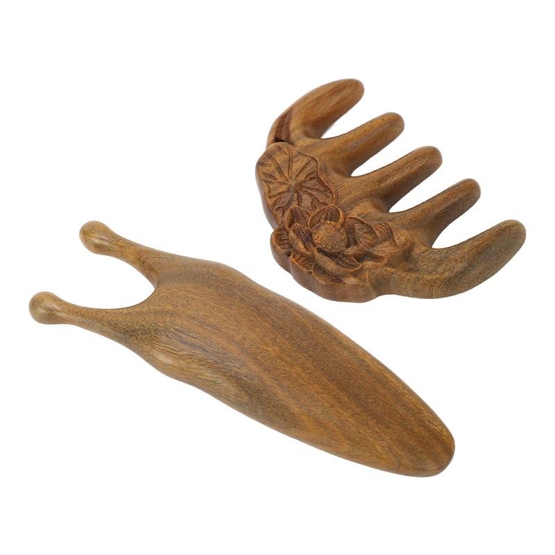 Sandalwood Nose Guasha Massage Tool Five Tooth Scalp Meridians Scraping
