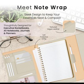 Slim Lightweight Organizer Cover for Rocketbook, Journal, Planner, Notebook - Executive Size A5 Fits 6 x 8.8" Notebook, Soft & Flexible Vegan Leather Cover for Core Panda Fusion Rocketbook Accessories