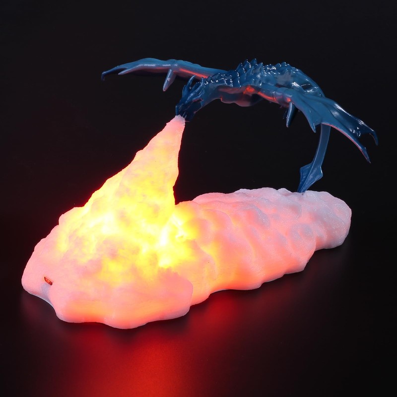 HGomx Fire Dragon Lamp Light, 3D Printed Night Light LED