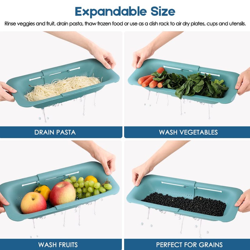 Collapsible Colander Kitchen Extendable Strainer Fruits Vegetables Noodle Pasta Food