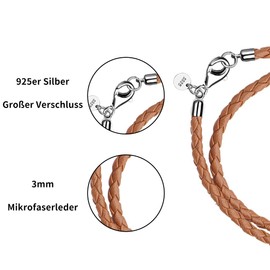 Viwind Leather Bracelet for Women Braided Leather Bracelet 34/36cm 925 Silver Clasp Double Layer DIY Beads Charms (36cm, brown)